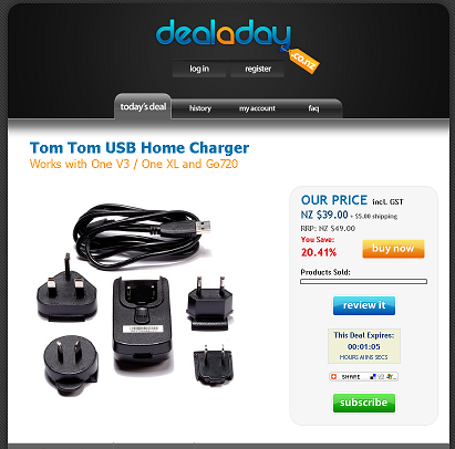 Deal a day tom tom usb home charger