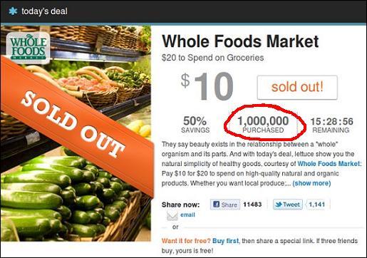 living social whole foods 1 million